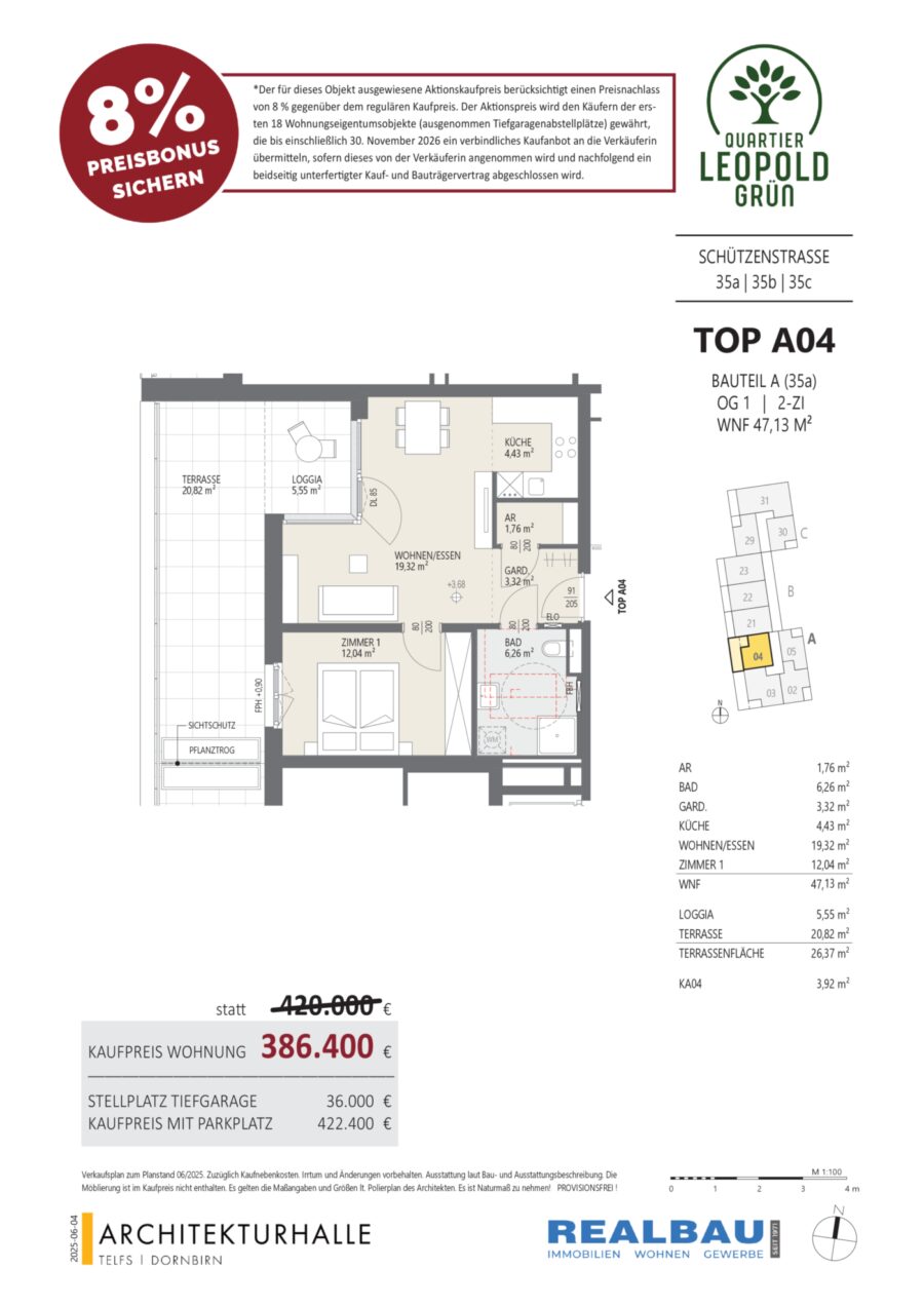2-Zimmer-Wohnung, Top A04, 1.OG, Innsbruck – Dokument 1 — Seite 1 von 1