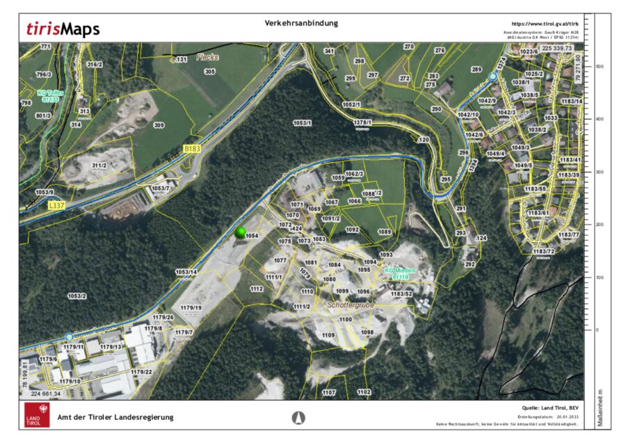 Variable Flächenvergabe! Gewerbegrundstück südlich von Innsbruck im Gewerbepark Mieders – Tiris Auszug Verkehrserschließung — Seite 1 von 1