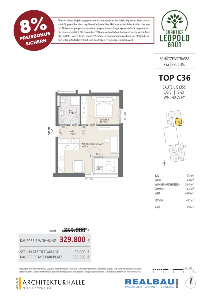 2-Zimmer-Dachgeschosswohnung, Top C36, 3.OG, Innsbruck – Dokument 2 — Seite 1 von 1