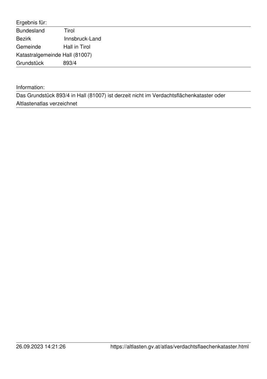 Traumlage in Hall in Tirol – Dokument 4 — Seite 1 von 1