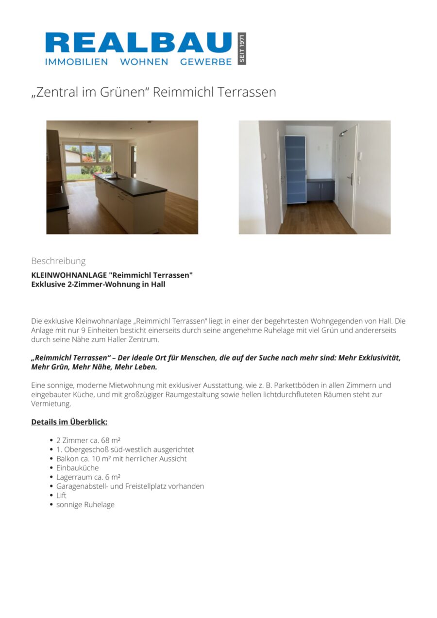 „Zentral im Grünen“ Reimmichl Terrassen – Exposé_Top 2_RT14a — Seite 2 von 9