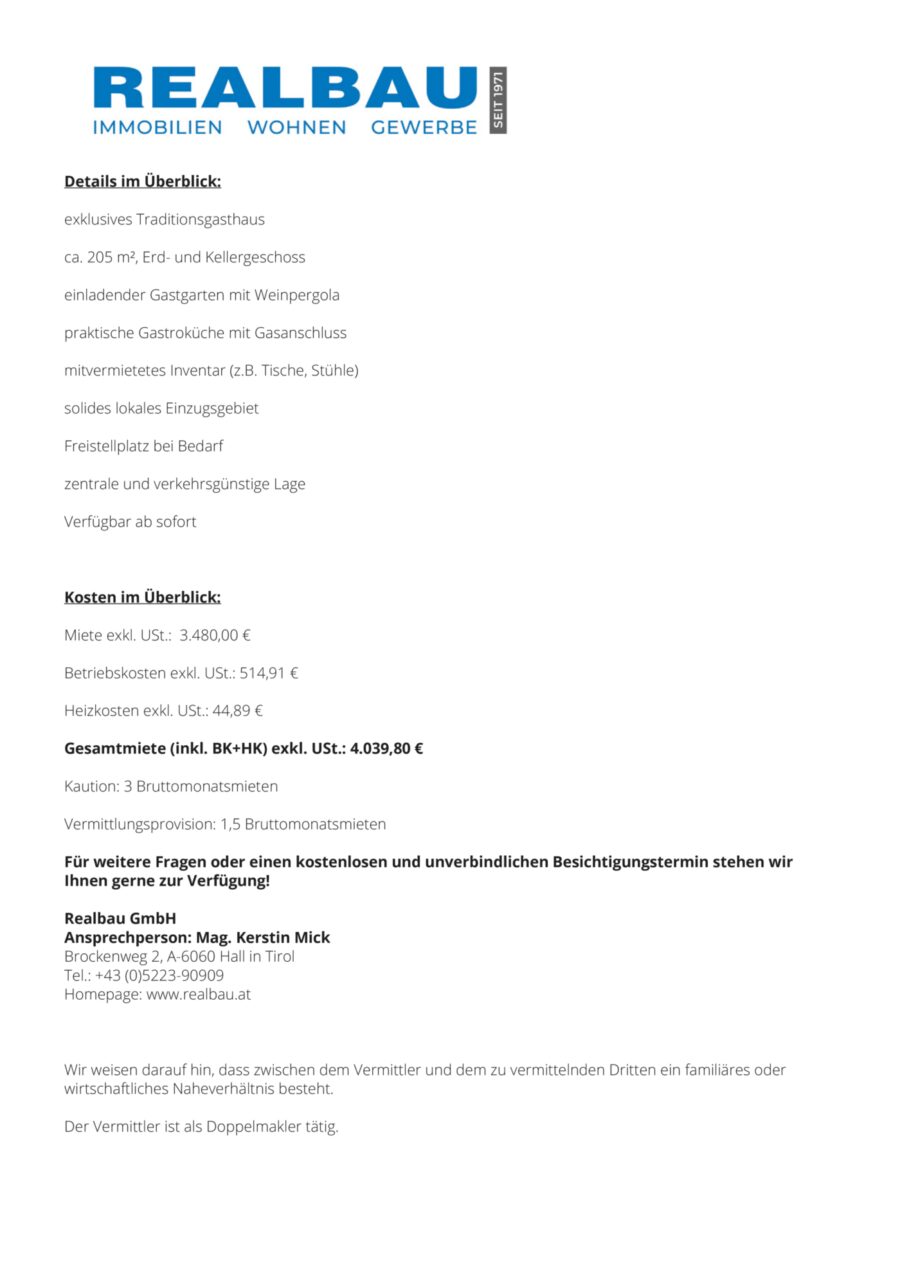 Traditionsgasthaus in der Haller Altstadt – Dokument 1 — Seite 3 von 20
